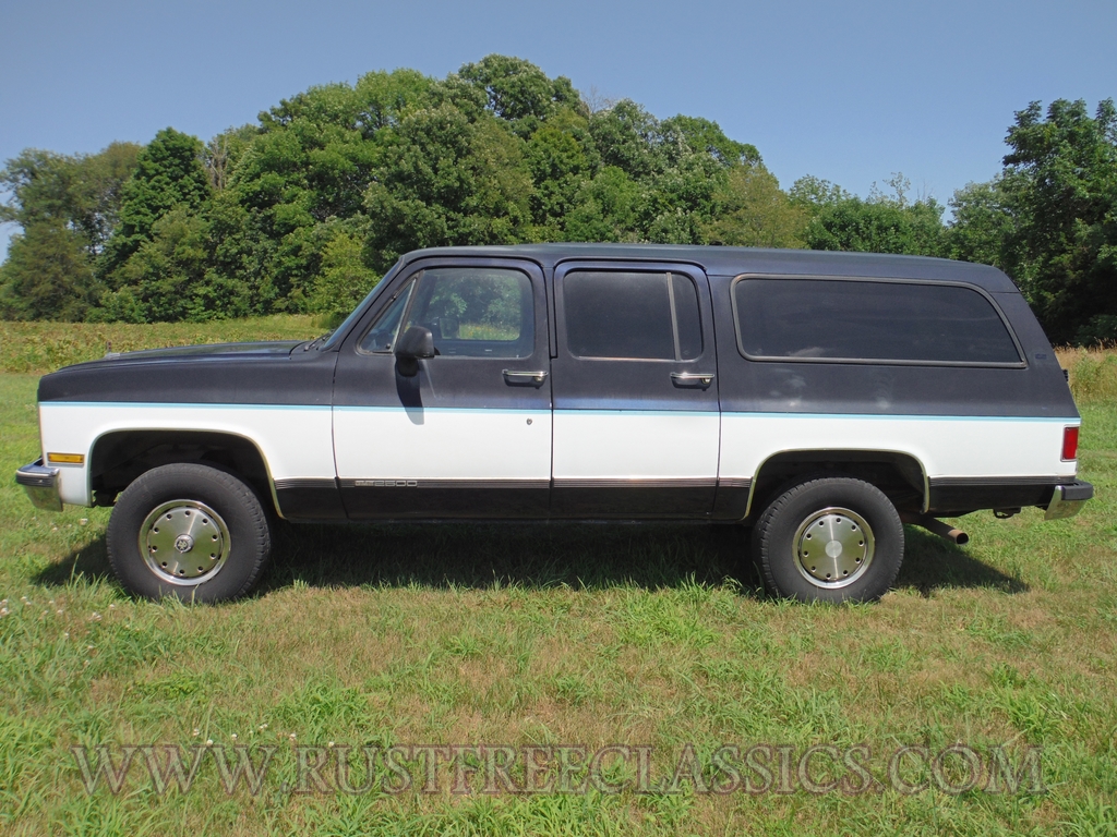 1991 GMC V2500 Suburban fully loaded SLE Blue White 91 4x4 3/4 ton